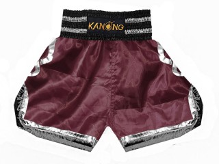 Boxing Shorts , Boxing Trunks : KNBSH-201-Maroon-Silver